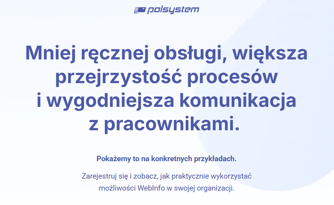 Image placed below intro section for event Zarządzanie czasem pracy w portalu pracowniczym WebInfo