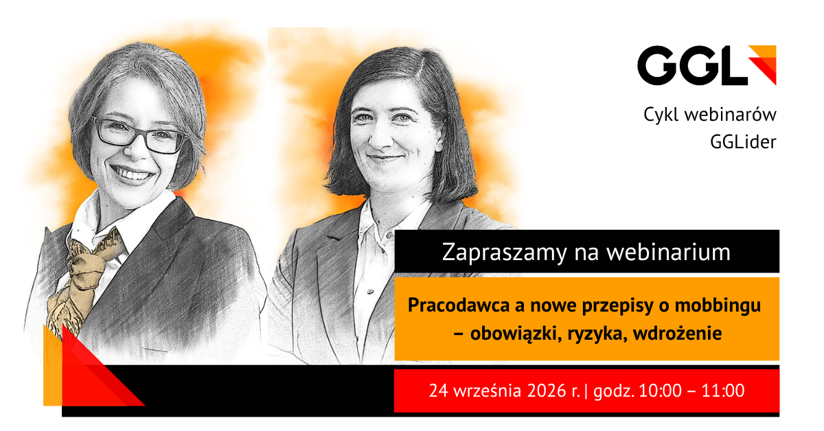 Image placed below experts section for event „Pracodawca a nowe przepisy o mobbingu – obowiązki, ryzyka, wdrożenie” - webinar #GGLider